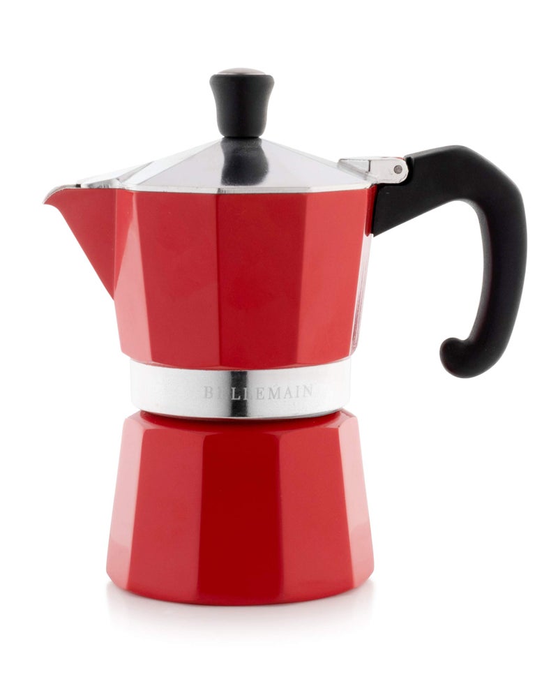 Bellemain Stovetop Espresso Maker | Italian Moka Pot Espresso Maker, Classic Aluminum Design Mocha Pot for Home Brewing & Camping | Easy to Use & Clean - 3-Cup, Red - Image 1